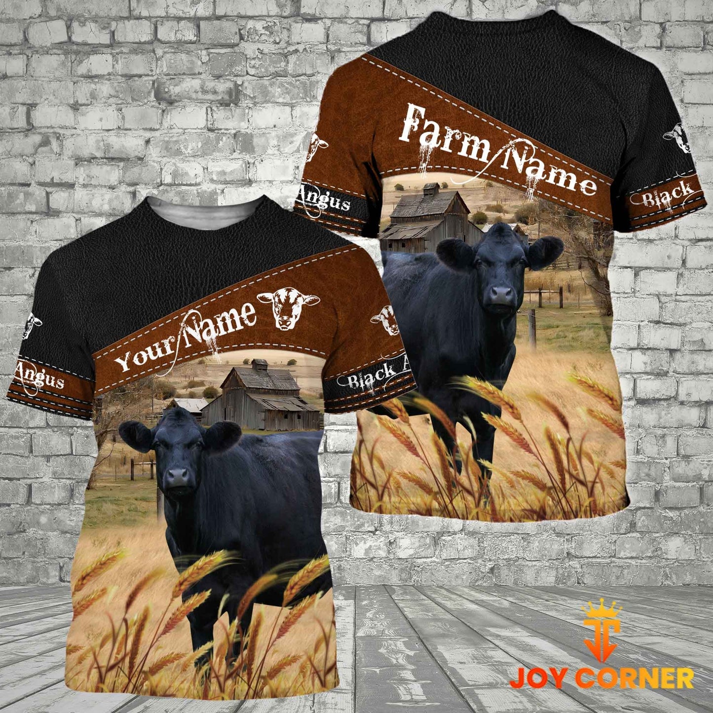 Joycorners Black Angus On Farms Custom Name Printed 3D Black Hoodie