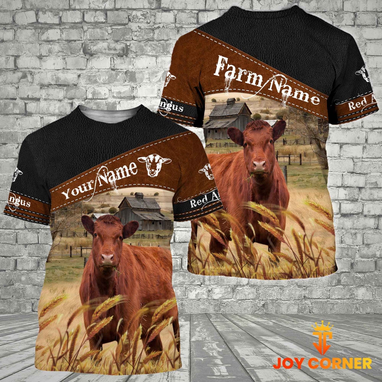 Joycorners Red Angus On Farms Custom Name Printed 3D Black Hoodie