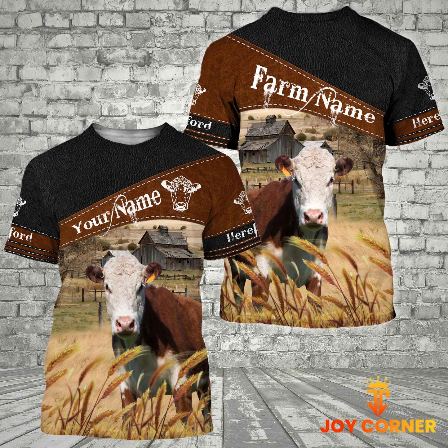 Joycorners Hereford On Farms Custom Name Printed 3D Black Hoodie