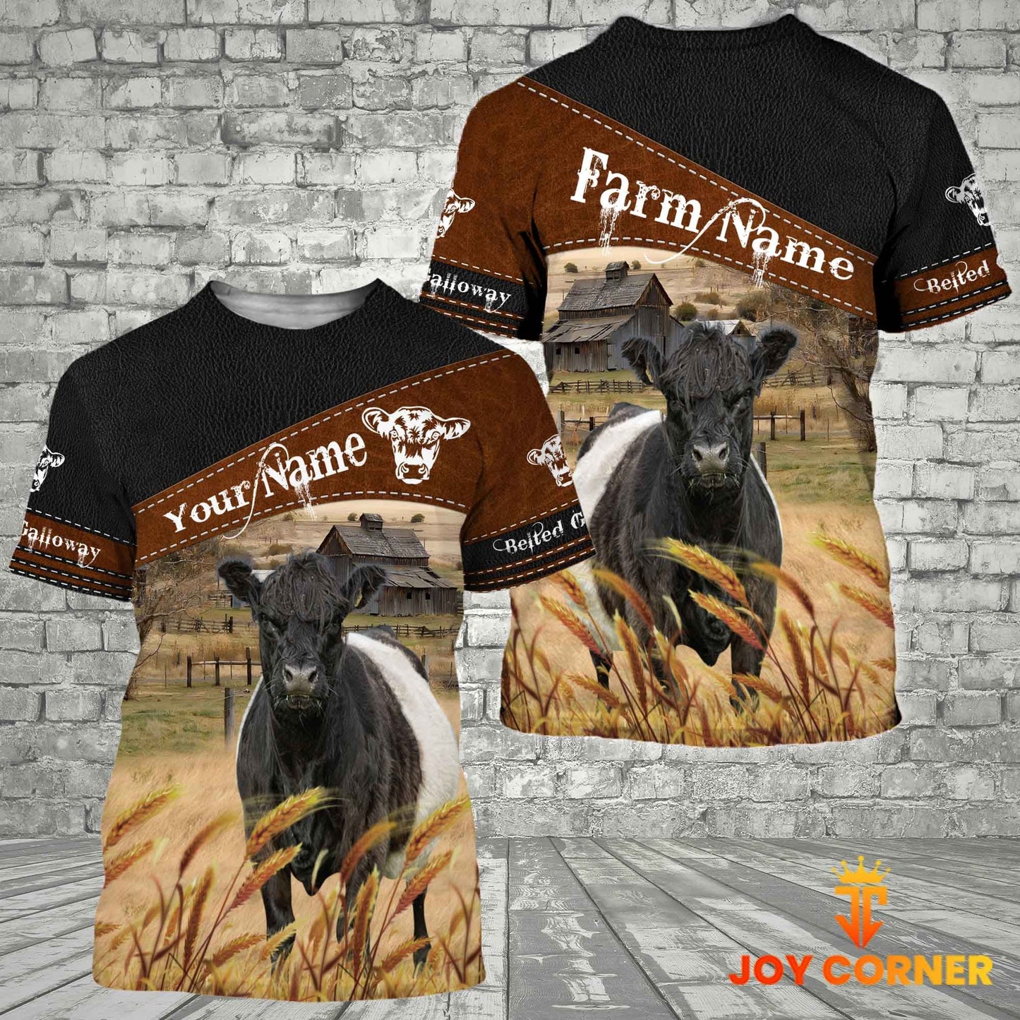 Joycorners Belted Galloway On Farms Custom Name Printed 3D Black Hoodie