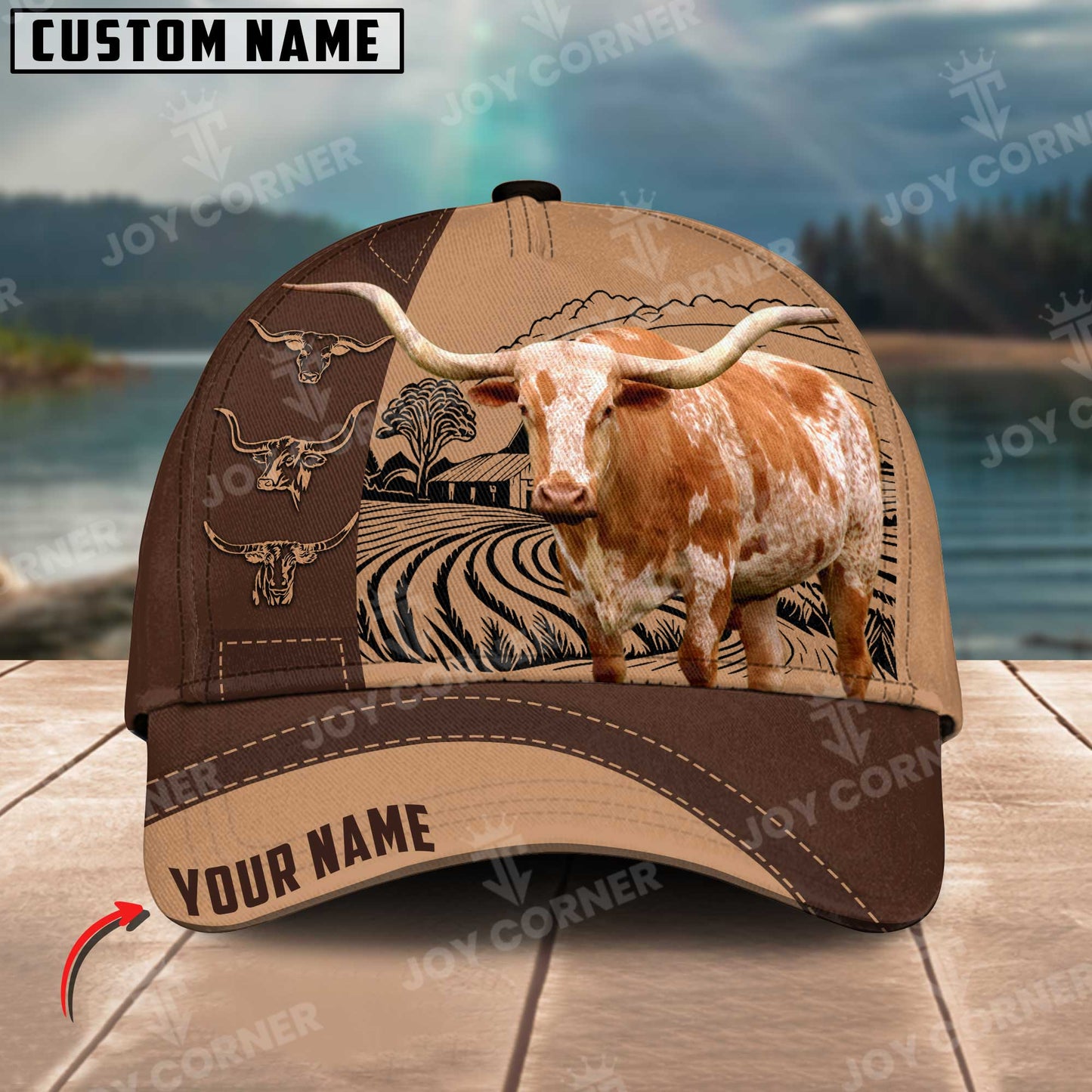Joycorners Texas Longhorn On Farm Customized Name 3D Classic Cap