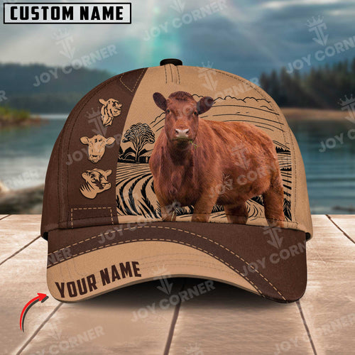 Joycorners Red Angus On Farm Customized Name 3D Classic Cap