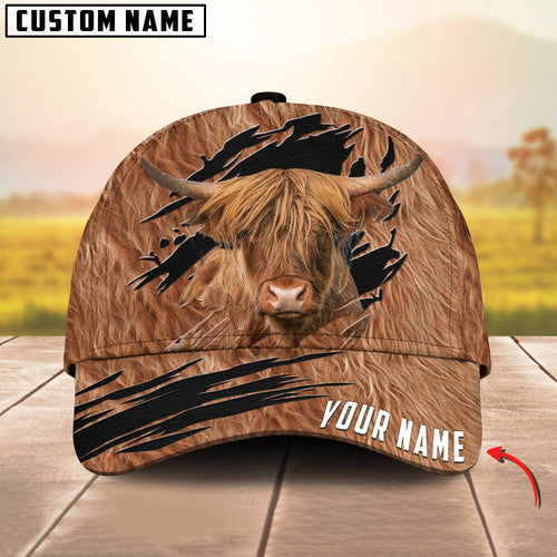 Joycorners Customized Name Highland Leather Pattern 3D Classic Cap
