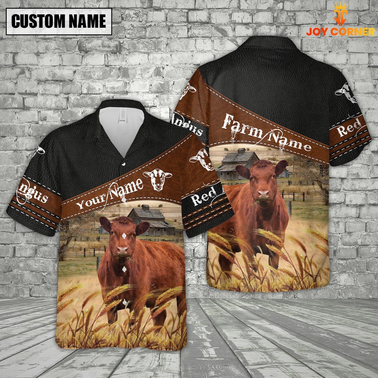 Joycorners Red Angus On Farms Custom Name Printed 3D Black Hoodie