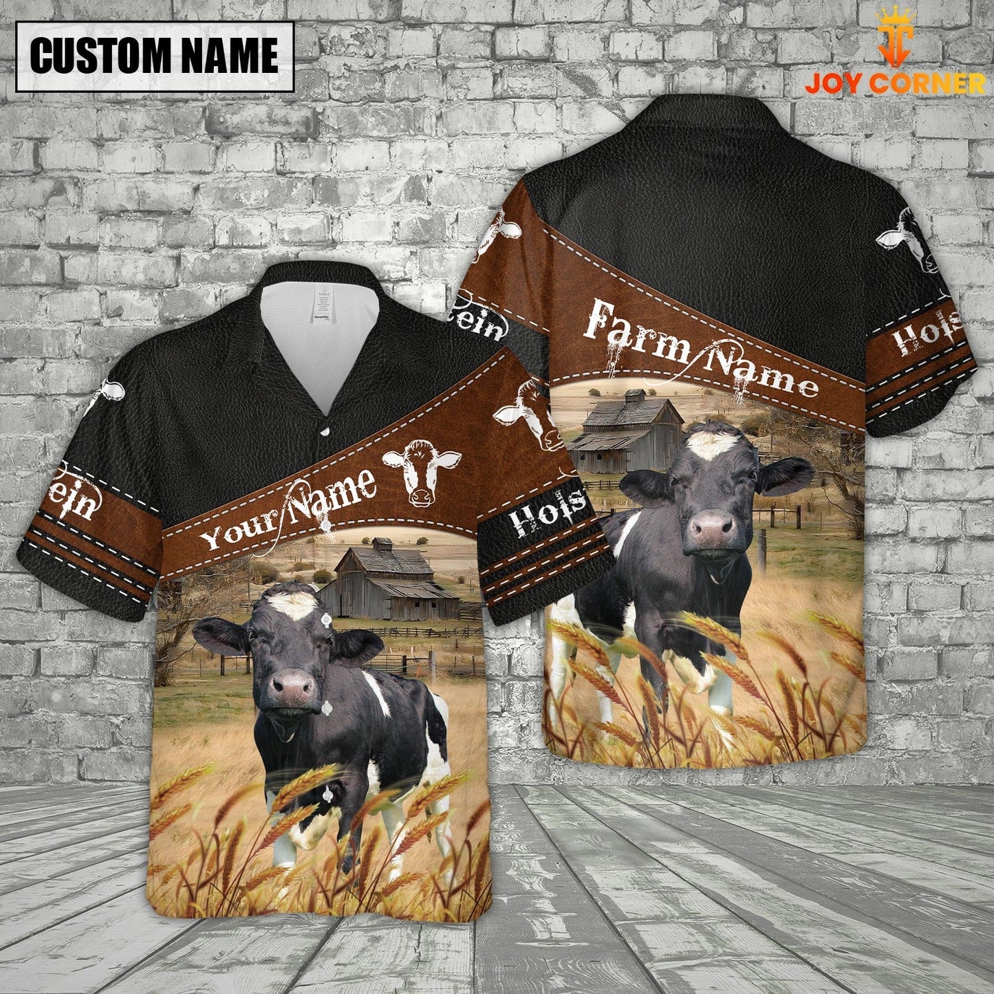 Joycorners Holstein On Farms Custom Name Printed 3D Black Hoodie