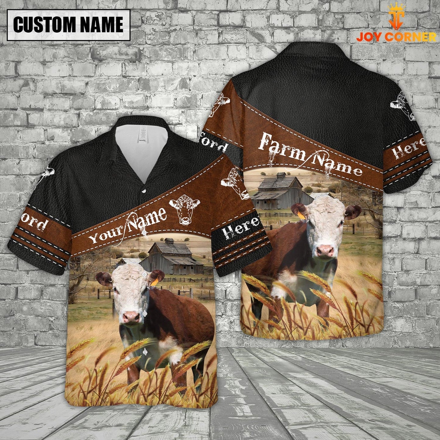 Joycorners Hereford On Farms Custom Name Printed 3D Black Hoodie