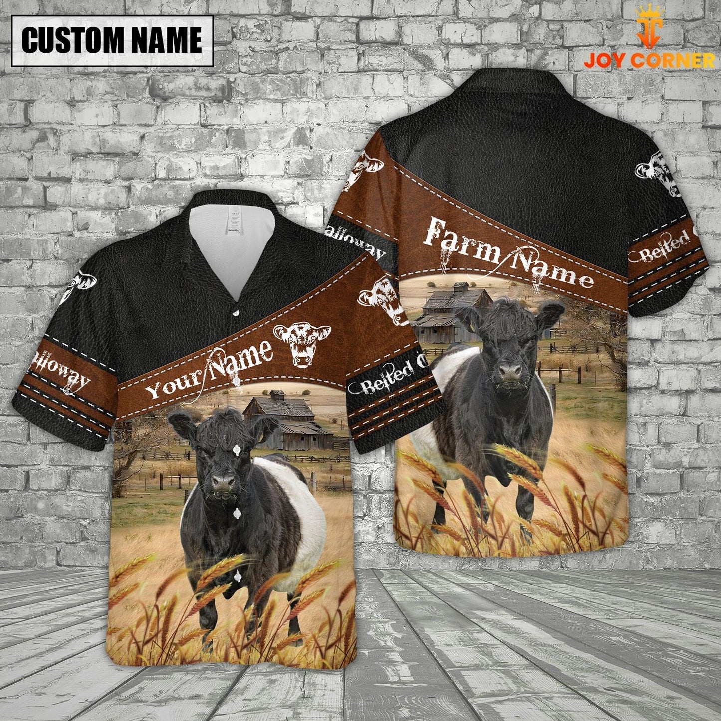 Joycorners Belted Galloway On Farms Custom Name Printed 3D Black Hoodie