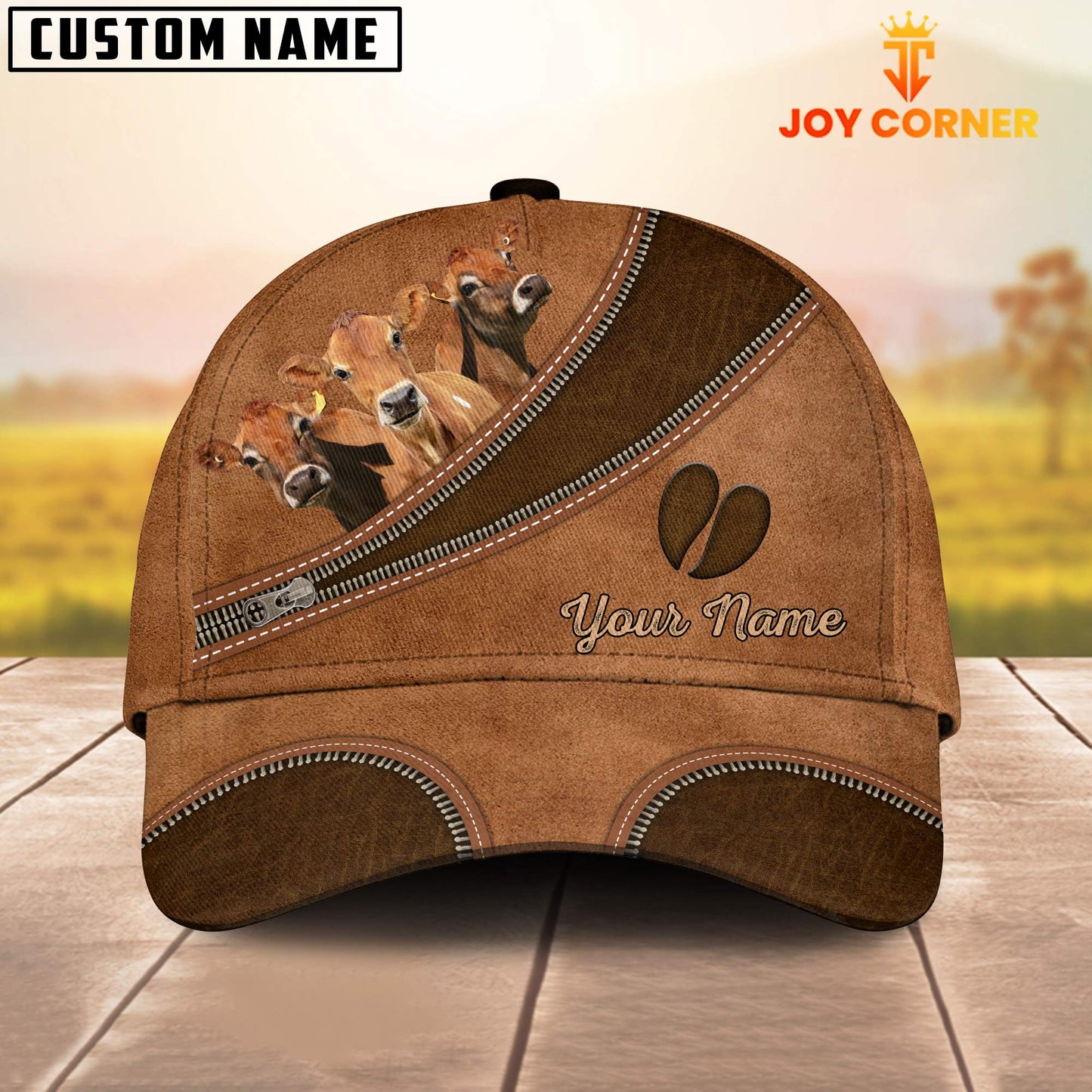 Joycorners Custom Name Jersey Brown Happiness Cap