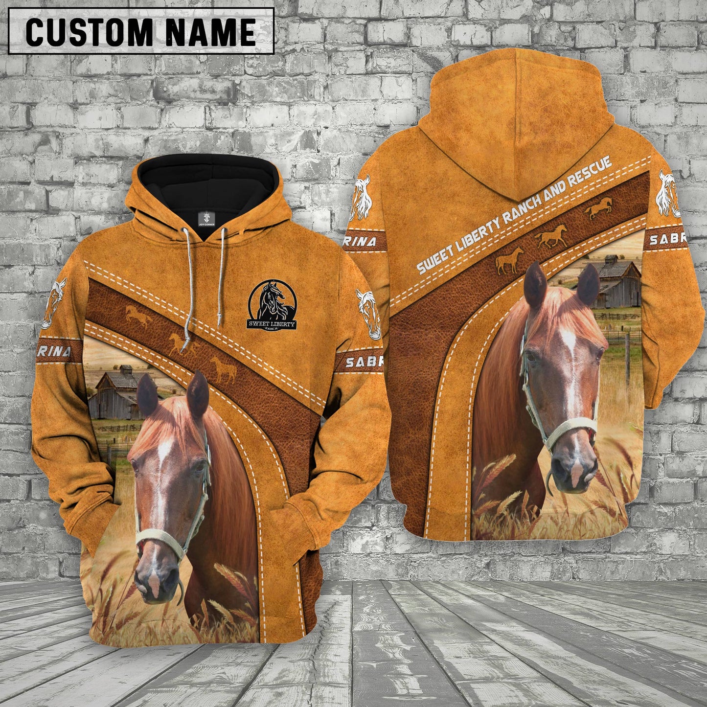 Joycorners Horse 3D Customized Name - Farm Name Hoodie For Sherry