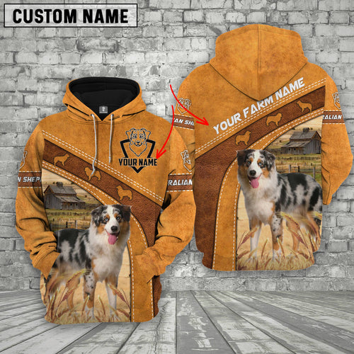 Joycorners Australian Shepherd Races Custom Name Printed 3D Hoodie