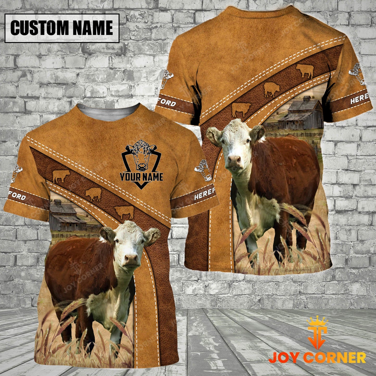 Joycorners Personalized Name Farm Hereford Cattle Hoodie TT7
