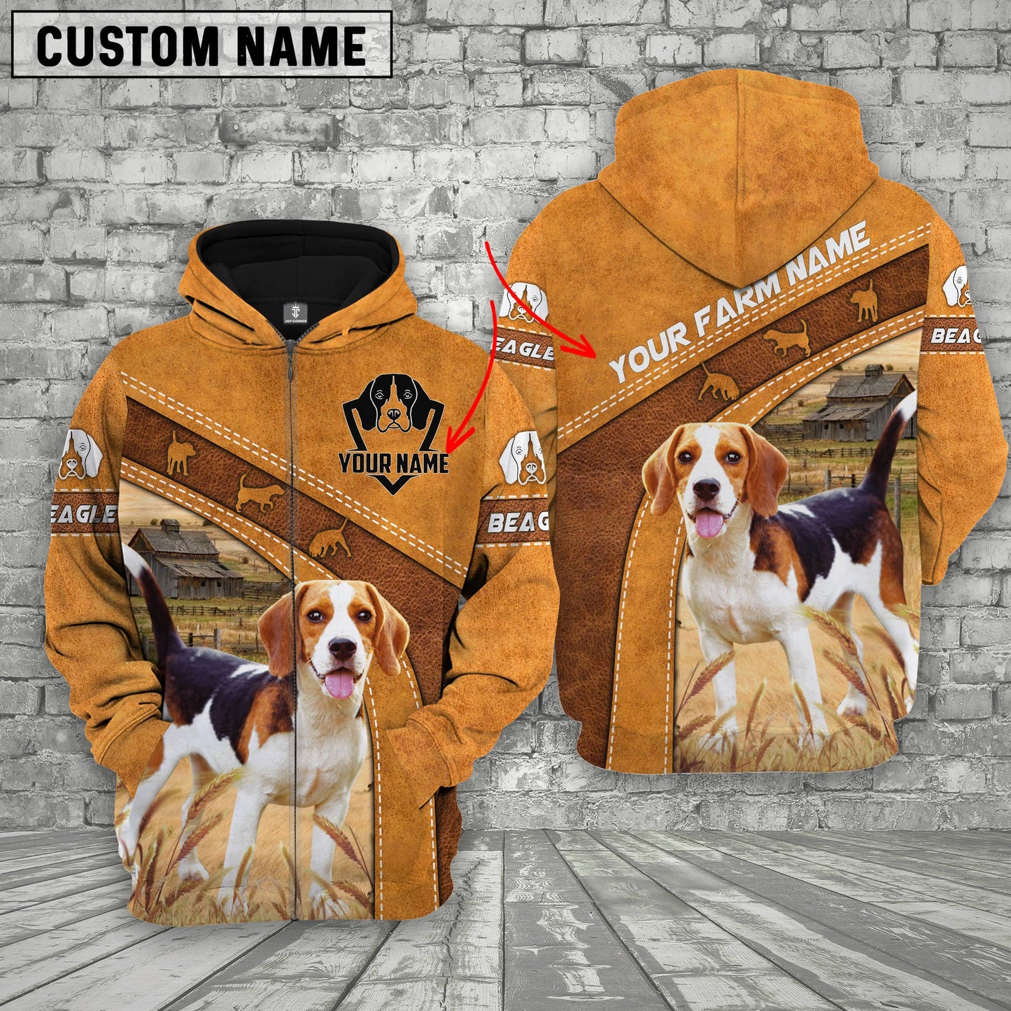 Joycorners Beagle Custom Name Printed 3D Hoodie