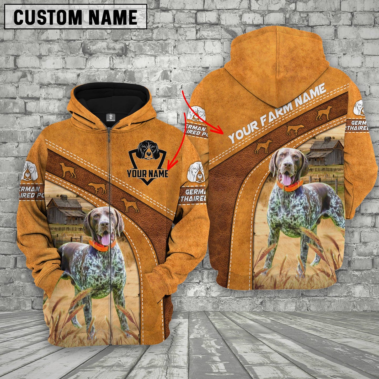 Joycorners German Shorthaired Pointer Custom Name Printed 3D Hoodie