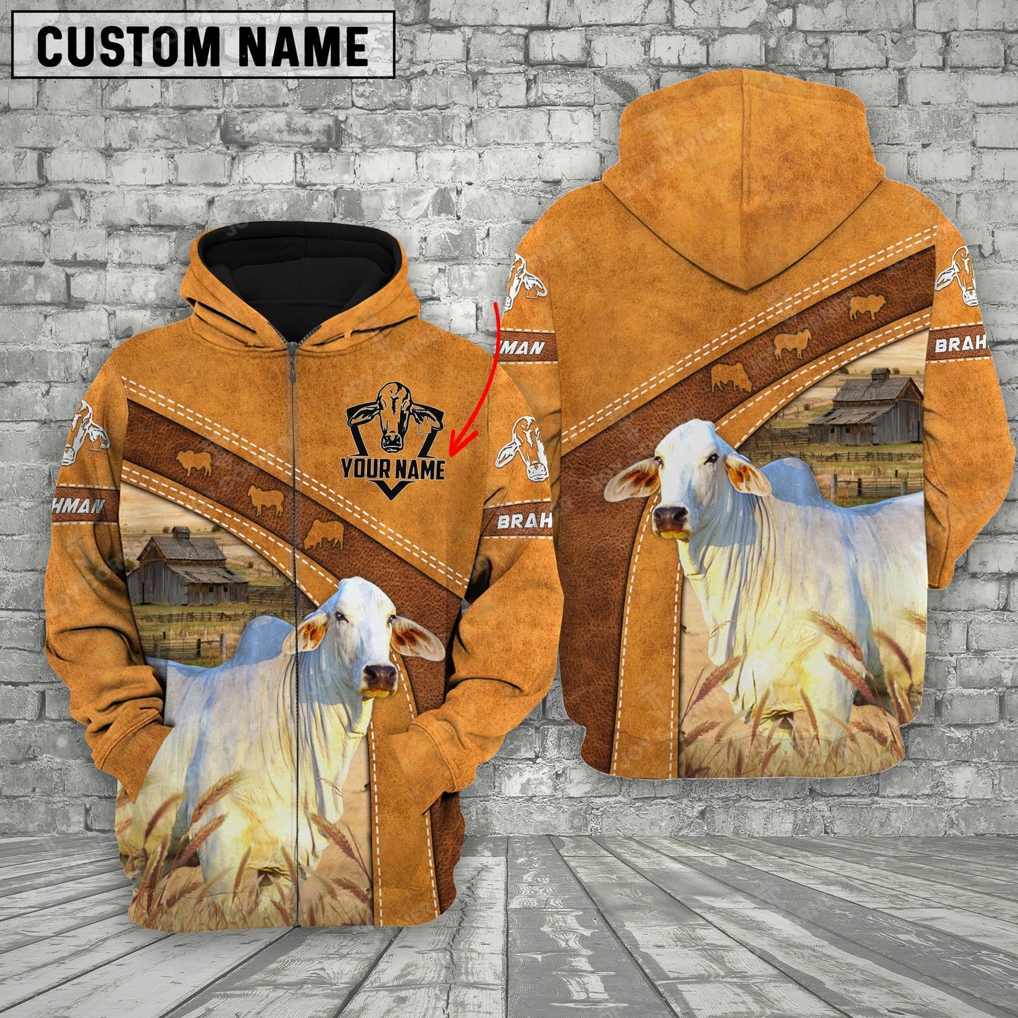 Joycorners Personalized Name Farm Brahman Cattle Hoodie TT4