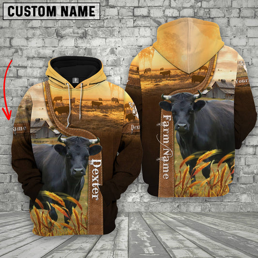 Joycorners Farm Custom Name Dexter Brown Gold 3D Printed Hoodie