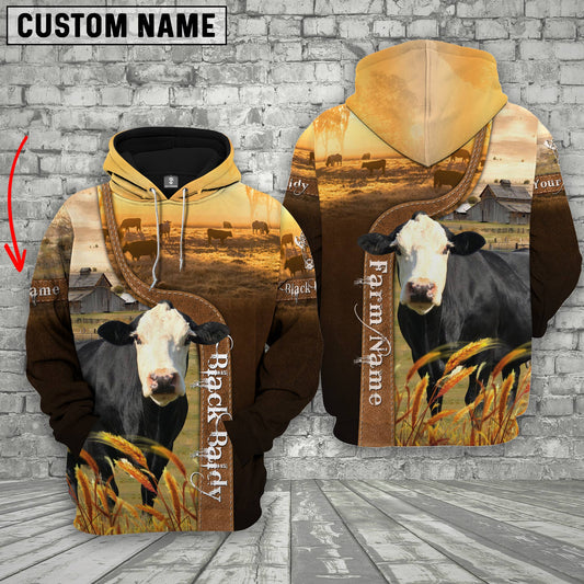 Joycorners Farm Custom Name Black Baldy Brown Gold 3D Printed Hoodie