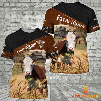 Joycorners Hereford On Farms Custom Name Printed 3D Black Hoodie