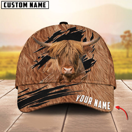 Joycorners Customized Name Highland Leather Pattern 3D Classic Cap