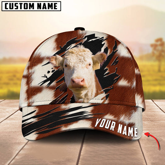 Joycorners Customized Name Hereford Leather Pattern 3D Classic Cap