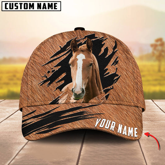 Joycorners Customized Name Horse Leather Pattern 3D Classic Cap