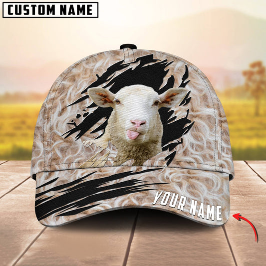 Joycorners Customized Name Sheep Leather Pattern 3D Classic Cap