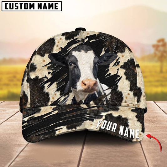 Joycorners Customized Name Holstein Leather Pattern 3D Classic Cap