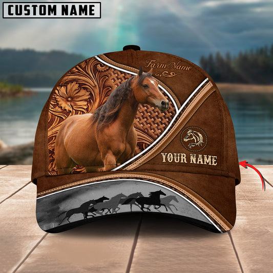 Gorustic Farm Horse Cattle Personalized Name Carving Leather Pattern 3D Classic Cap