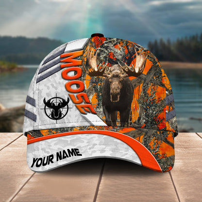 Joycorners Hunting Customized Name Orange Lava Pattern 3D Classic Cap