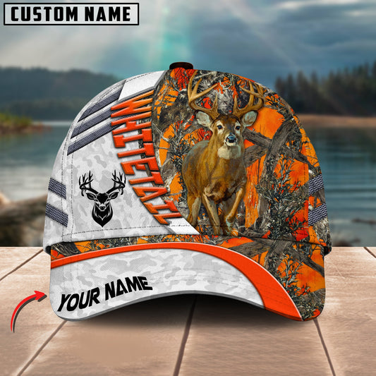 Joycorners Hunting Customized Name Orange Lava Pattern 3D Classic Cap
