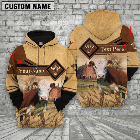 Joycorners Hereford On Farms Custom Name Printed 3D Hoodie
