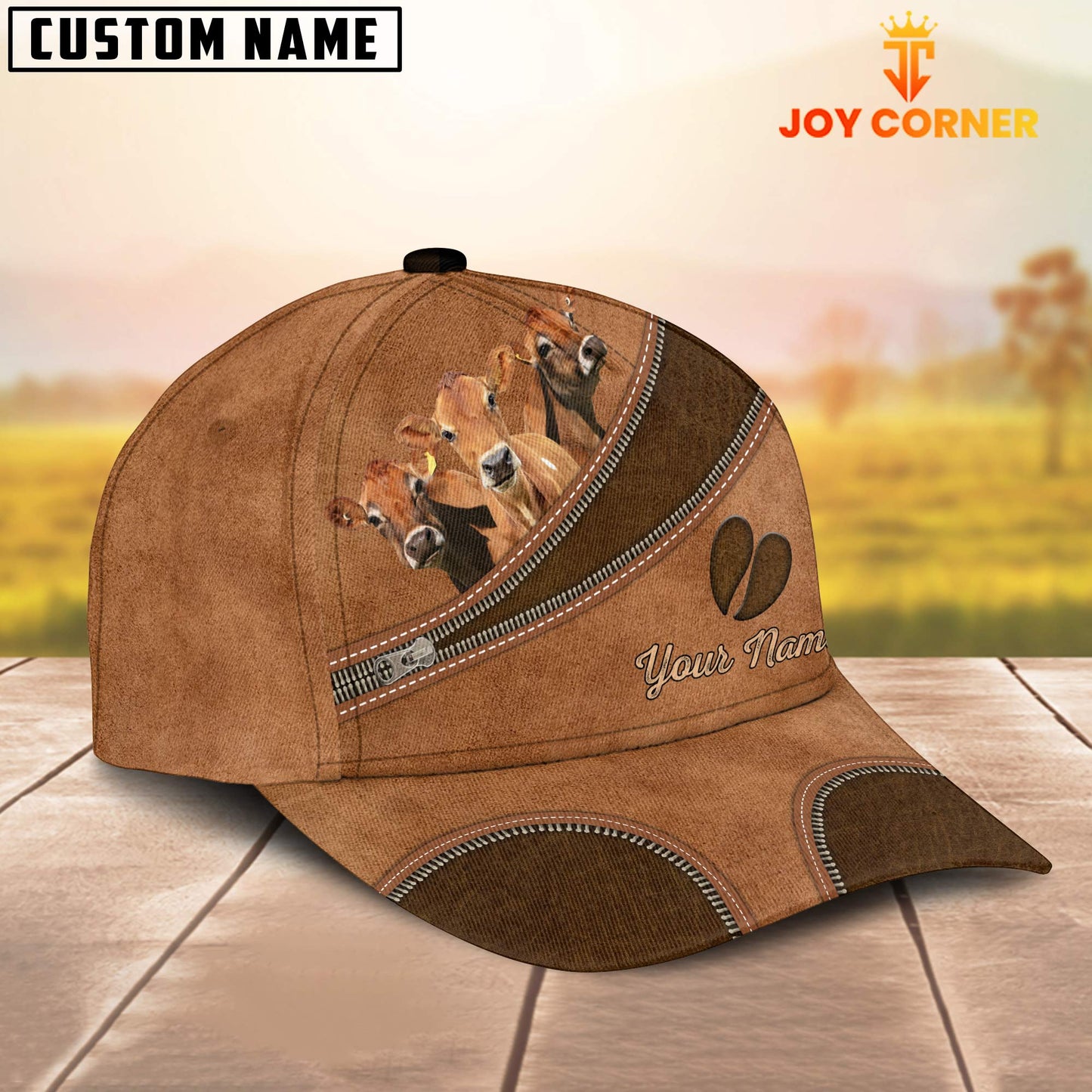 Joycorners Custom Name Jersey Brown Happiness Cap